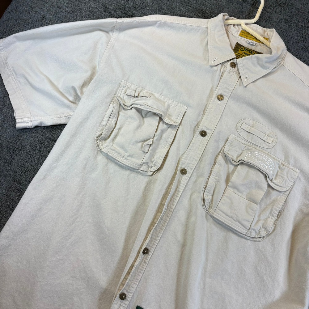 Camel Trophy Adventure Wear Shirt Mens XXXL Beige Safari Utility Short Sleeve